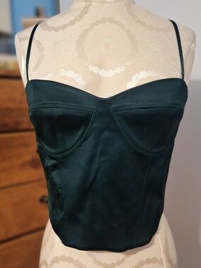 Sunday Best Green Satin Bustier Top